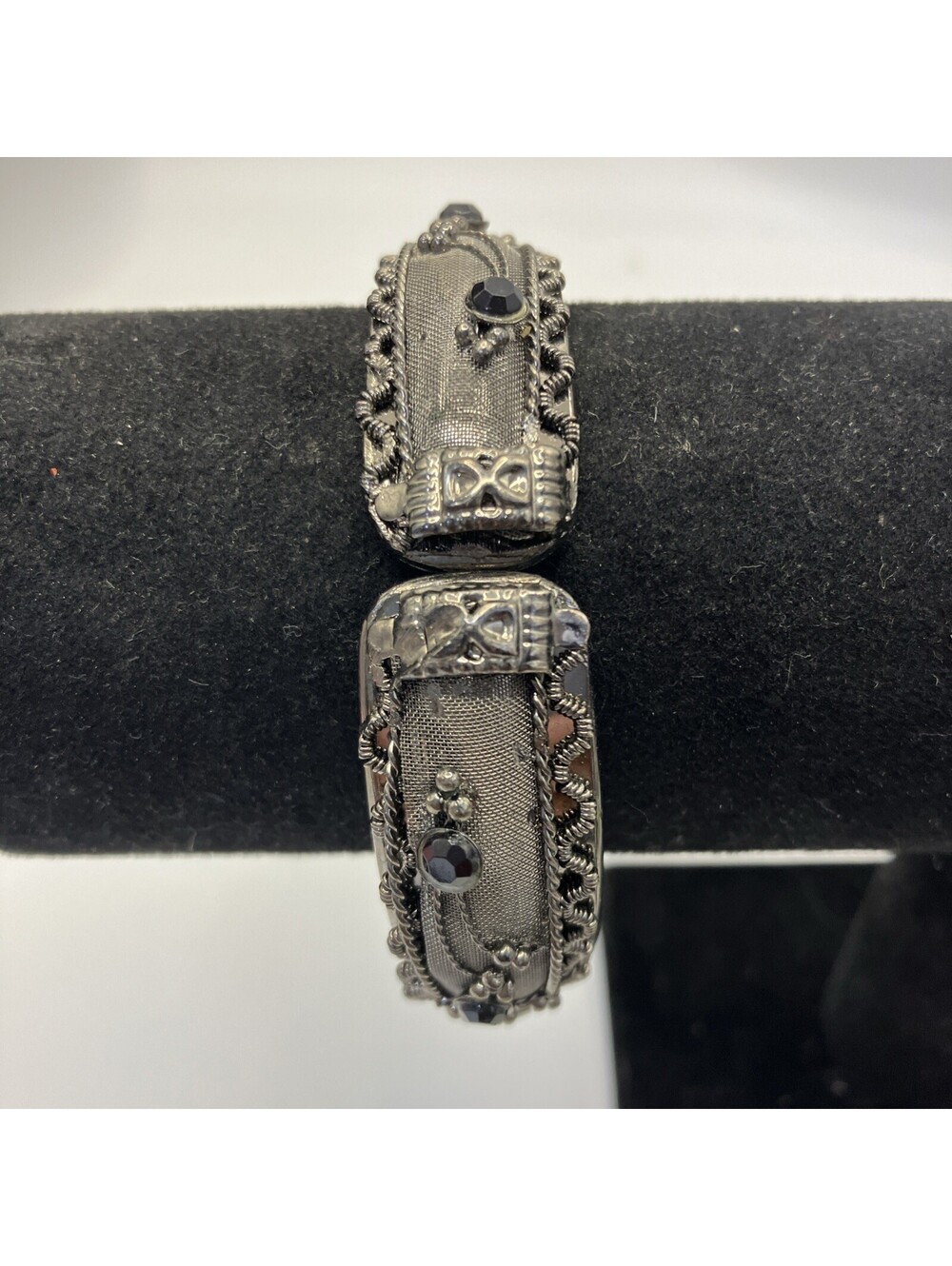 VTG Black Rhinestone Spring Bracelet